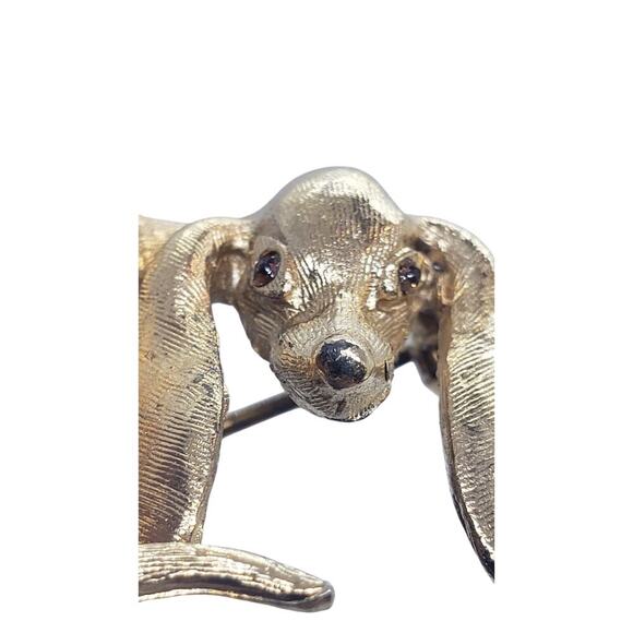 Vintage Gold Tone Dachshund Dog Brooch Pin Textured Finish Figural Jewelry A139F - Picture 3 of 8